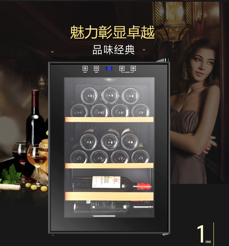 批发恒温小酒柜冰柜木层架红酒柜子家用茶叶柜冷藏展示柜25支|ms