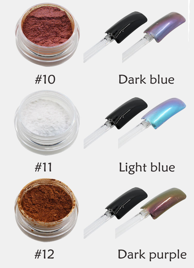 12 colores uñas suministros magia espejo polvo Aurora espejo harina galvanoplastia metal espejo efecto clavo brillo polvo