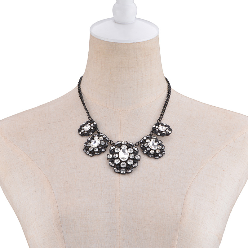 Geometric type alloy Diamond Necklace Set (Ancient gold)NHWF2865-Ancient gold