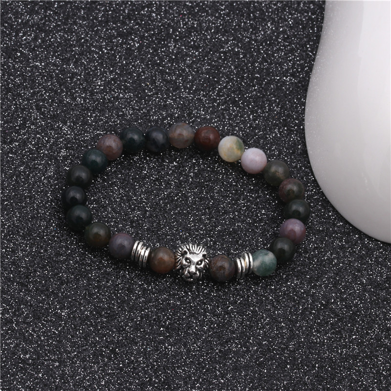 Lion Head Bracelet Bead Natural Agate Beaded Bracelet Wholesale display picture 2