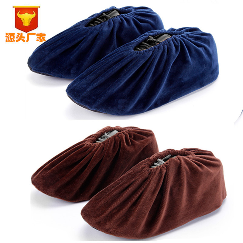 绒布加厚防滑底可反复洗机房电脑房用家yong布鞋套可绣logo批发定|ms
