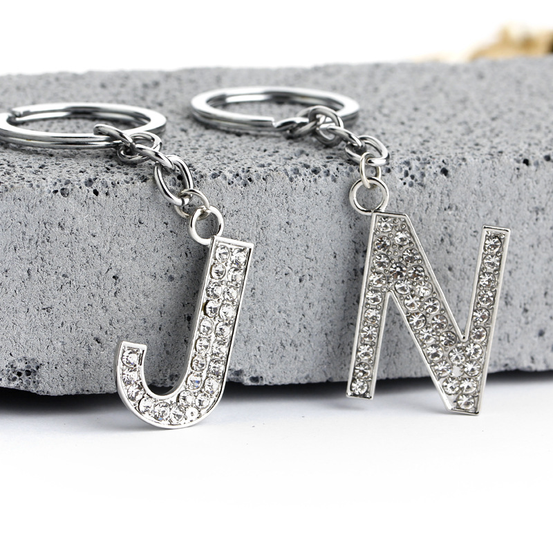 16g Weight Alloy Material Letter Pattern Unisex Gender Hot-selling Fashion 26 English Letters Diamond Keychain  Wholesale 3