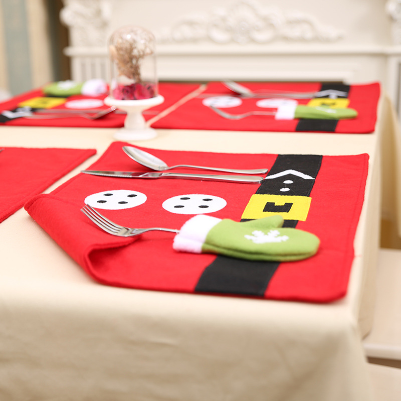 Christmas Tableware Mat Christmas Knife and Fork Mat Christmas Placemat Christmas Home Furnishings Christmas Desktop Decoration_voghion.com