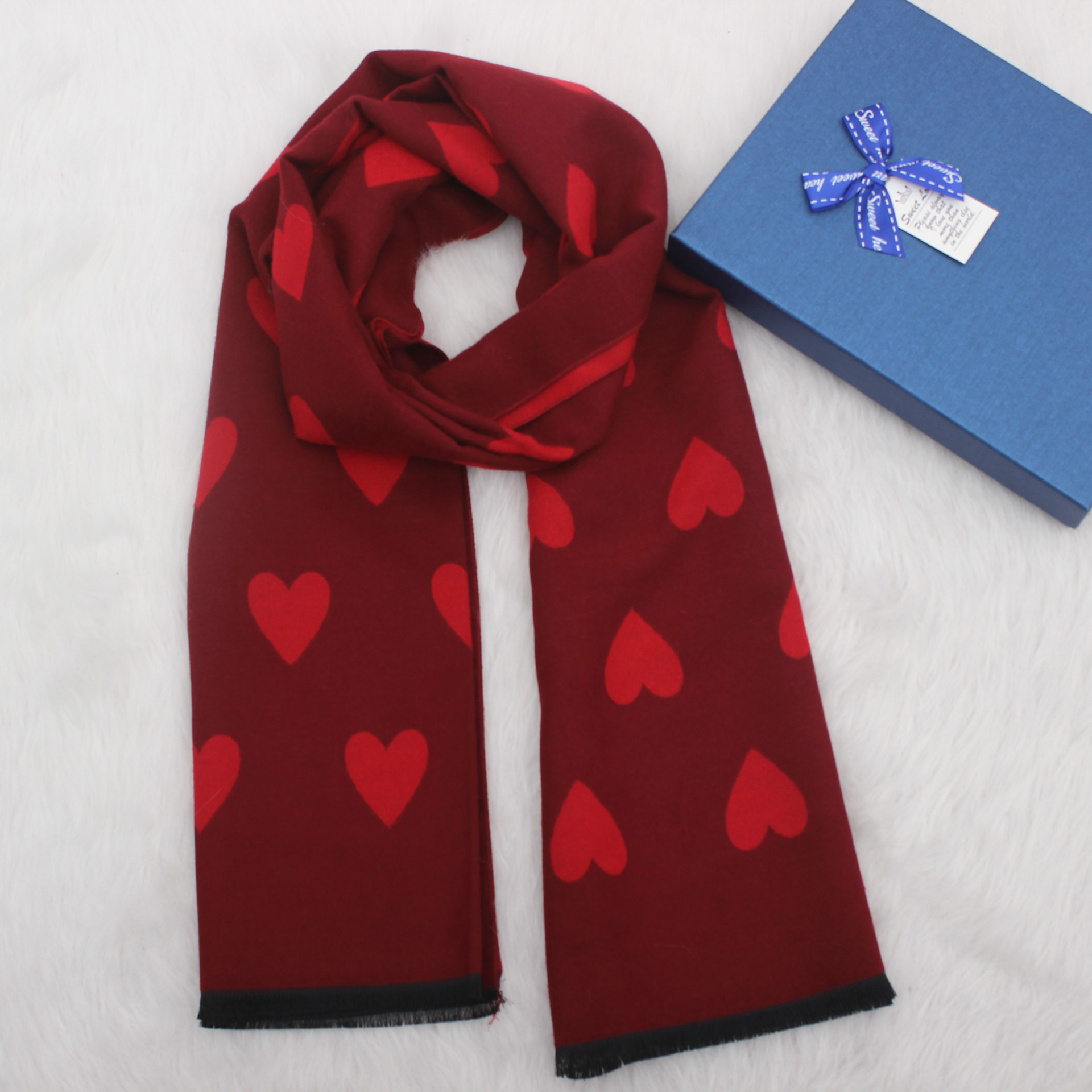 Women's Simple Style Heart Shape Imitation Cashmere Scarf display picture 2