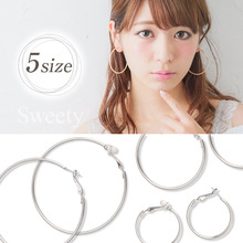 日系大圆圈耳夹耳环日系简约风日剧款无耳洞耳饰女一副两只