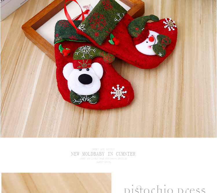 Schneeflocke Weihnachten Kleine Socken Geschenk Tasche Weihnachts Baum Ornamente Kinder Süßigkeiten Tasche Ältere Menschen Schneemann Geschenk Tasche Großhandel display picture 5