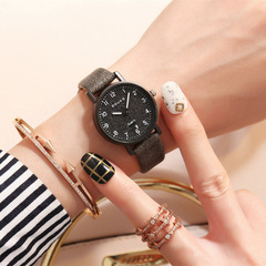 Korean-style minimalist digital scale literary retro college stone pattern leather strap fashionable women's watch student influencer watch