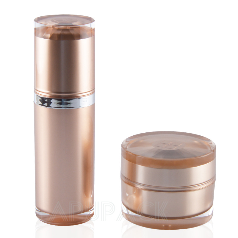 15/30/50克高档厚壁厚盖玫瑰金压克力爽肤水真空瓶套装15/30/50ml