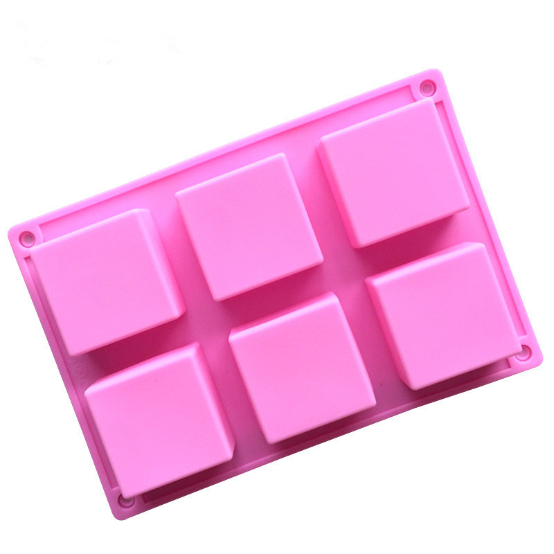 现货厂家供应硅胶蛋糕模具6连正方形方砖巧克力手工皂模5*5*2.5