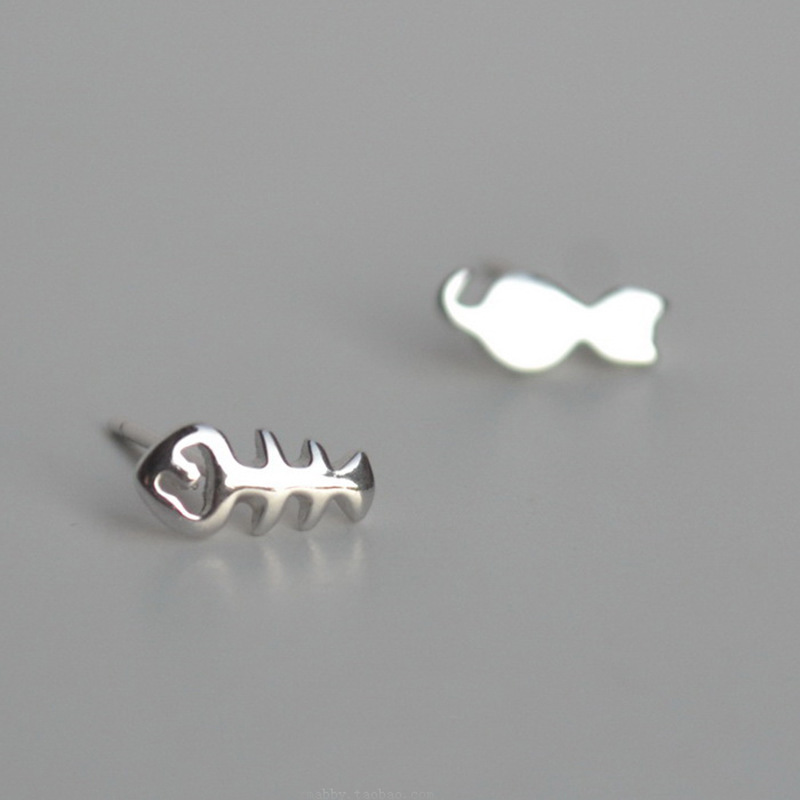 Simple Cute Kitty Ear Studs Alloy Plating Gold Silver Animal Kitten Fish Stud Ear Studs Wholesale display picture 3