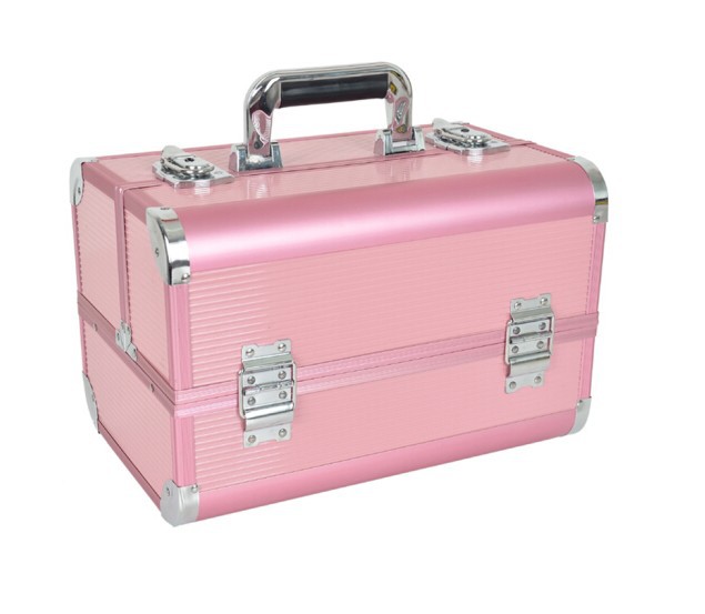 双开门铝合金化妆箱配备肩带化妆箱