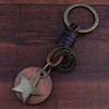 Retro bronze keychain handmade, fashionable trend pendant, genuine leather, wholesale