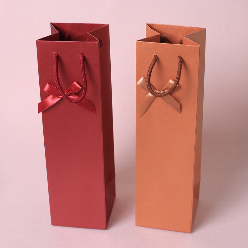 Solid Pearl red Wine bags Customized Single Wine Bag Pearl paper Gift bags