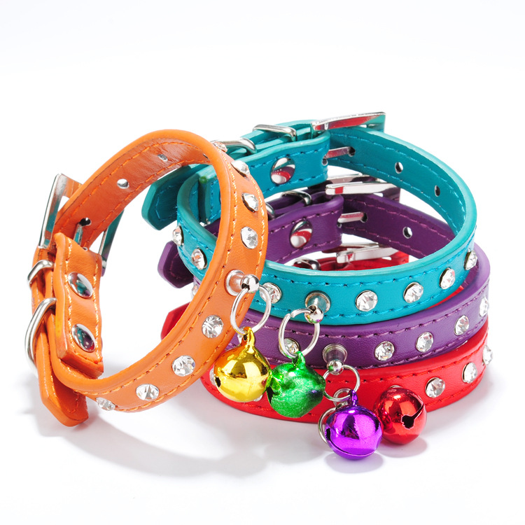 Berry hot water drill pet collar single row drill hanging bell cat with dog collar small dog chain dog supplies