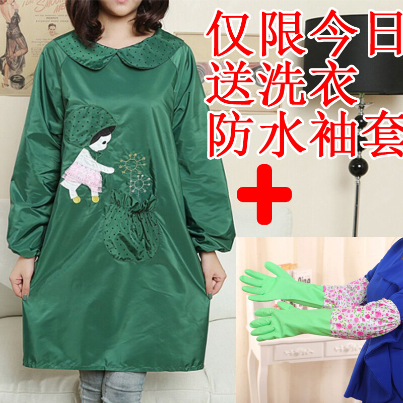 Estilo coreano de moda a prueba de aceite a prueba de agua de manga larga delantal pintura anti-vestirse monos de cocina mono adulto lindo