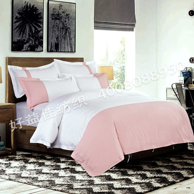 南通厂家直销精梳全棉提花喷气贡缎特色四件套棉麻亚麻拼酒店布草