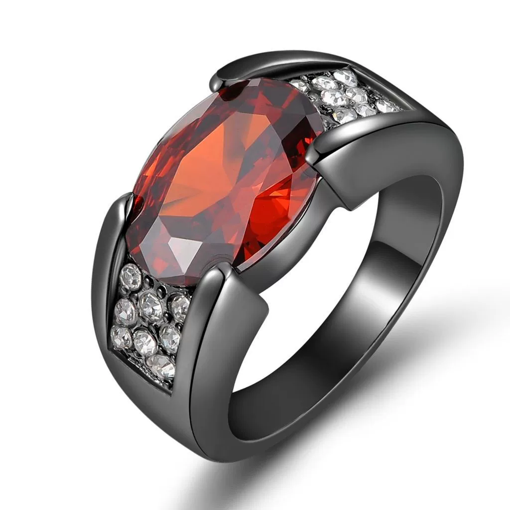 臻荣 Ruby stone inlay, wedding ring, Aliexpress