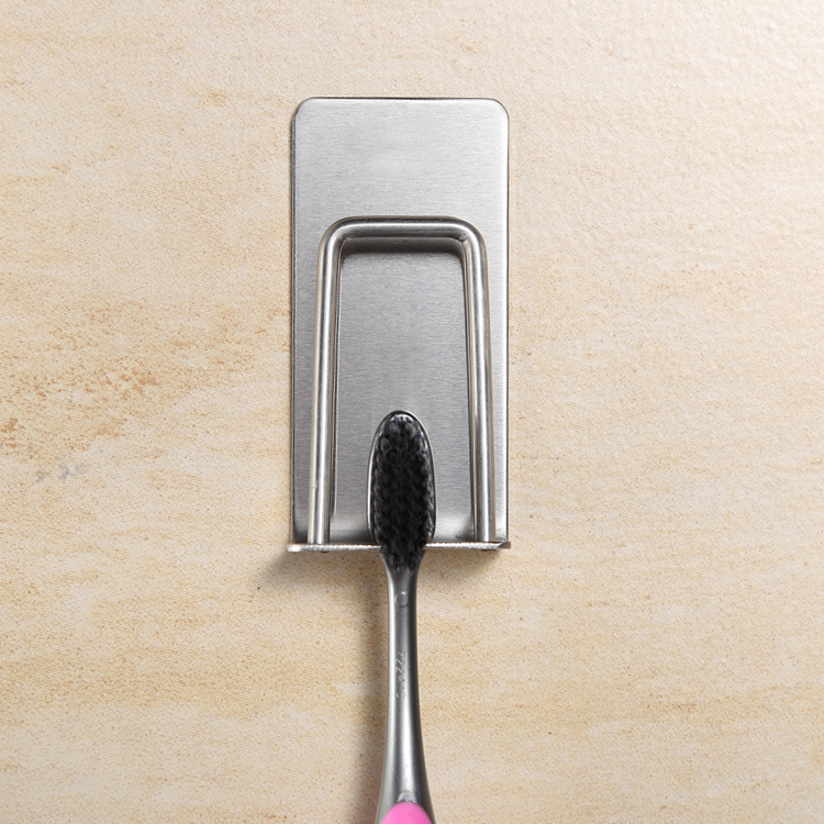 304不锈钢牙刷架 304不锈钢免打孔强力粘胶卫生间洗漱台牙刷杯架