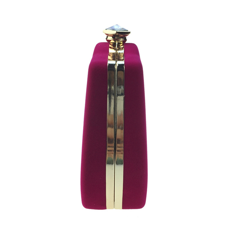 Túi clutch nữ dạ tiệc nhung hình quả bầu đính đá hộp cứng kèm dây xích — Màu đỏ, Màu đỏ rượu, Màu tím, Màu xanh lam chi tiết 11