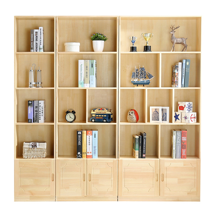 实木书架简易现代松木书柜自由组合货架成人书橱厂家直销一件代发