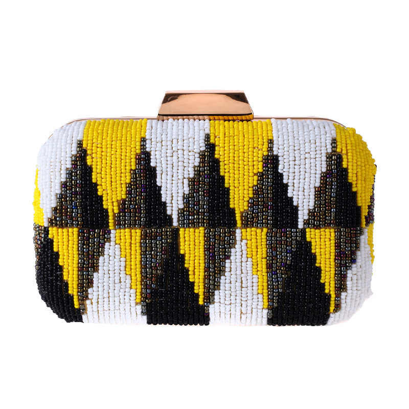 Casual Women's Bag Hand Holding Evening Party Bag Small Square Bag High-end Contrast Color Beaded Embroidered Bag display picture 2
