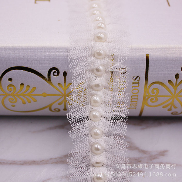 White lace hair accessory pearl with bow