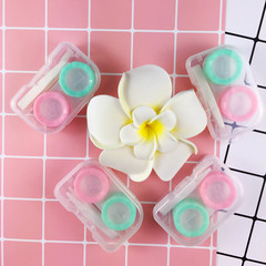Contact lens case creative cartoon cute companion box contact lens care box with mirror tweezers double box
