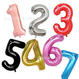 40寸美版瘦体玫瑰金银大号数字铝膜气球生日周年派对装饰铝箔气球
