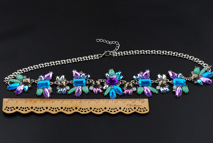 Occident and the United States alloy Inlaid stones necklace NHQQ0228