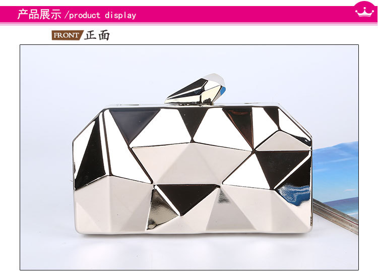 330g Weight Buckle Closure Type Single Shoulder Strap Strap Type Evening Bag Bags Type Solid Color Pattern Fashion Style Gold, Silver, Black Color Small Size Pure Color New Dinner Bag Rhombus Iron Box Evening Bag Evening Clutch Bag 1