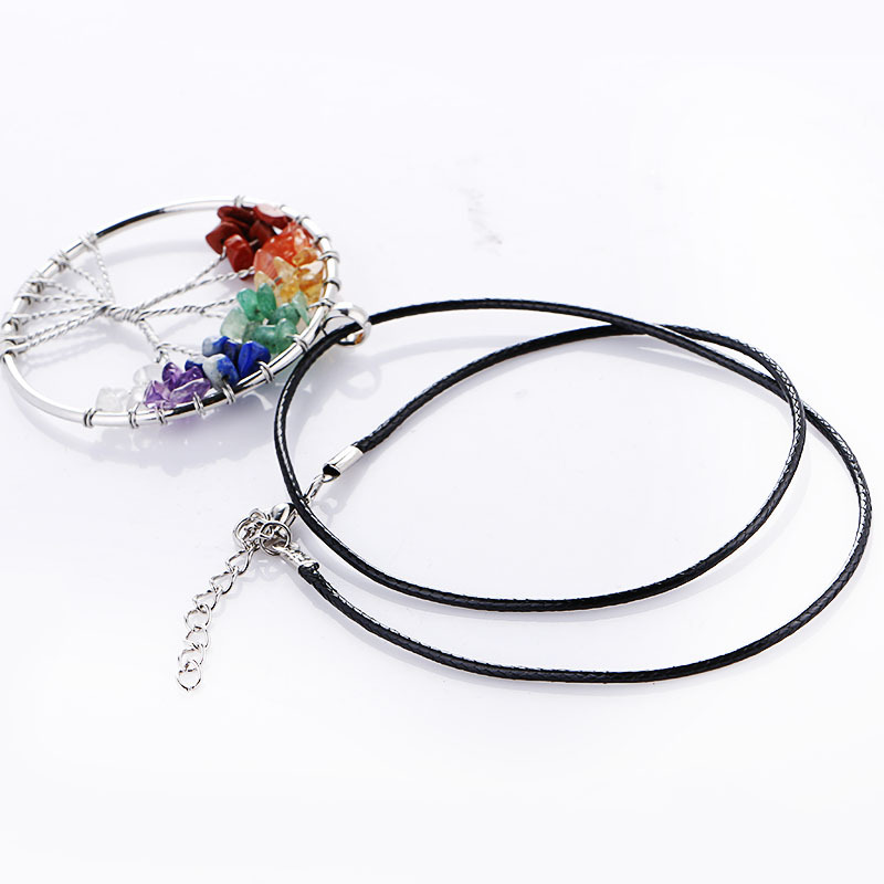 Retro Tree Artificial Crystal Handmade Natural Stone Pendant Necklace 1 Set display picture 9