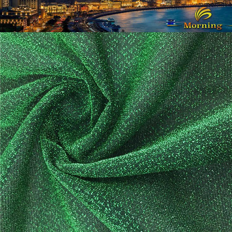 亮丝绿色金丝厚线布85gsm复合后衣服女装夏季透气棒球帽口罩面料