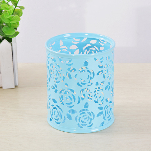 Pen holder metal iron art creative round multi-functional office stationery storage desktop organizing ornament metal pen holder