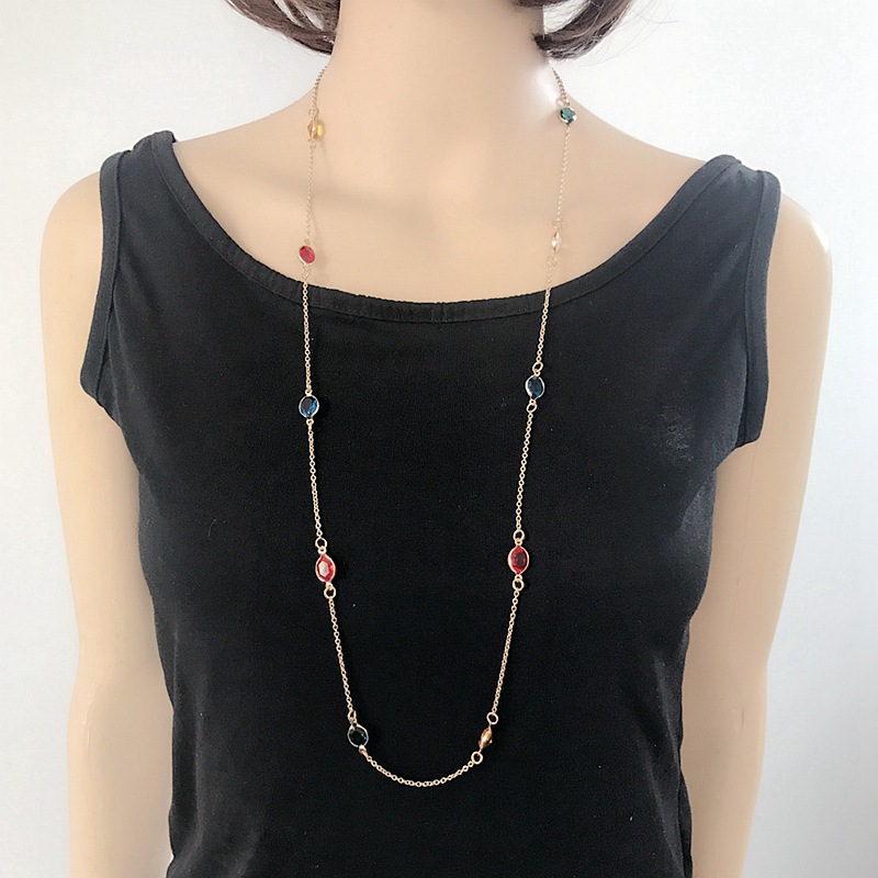 Color Resin Necklace Length Color Resin Beads Suit Necklace Sweater Chain display picture 3