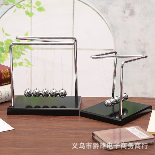 N-shaped solid wood Newton pendulum ball, pool ball, bumper ball, scientific cradle balance ball, desktop decompression decorative ornaments