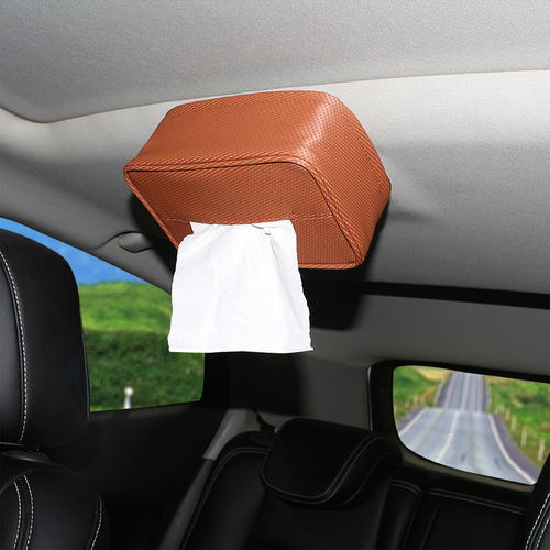 Strong Magnetic Top Mount Car Tissue Box Carbon Fiber Leather Creative Car Interior Tissue Holder Car Creative Accessories Cross-border