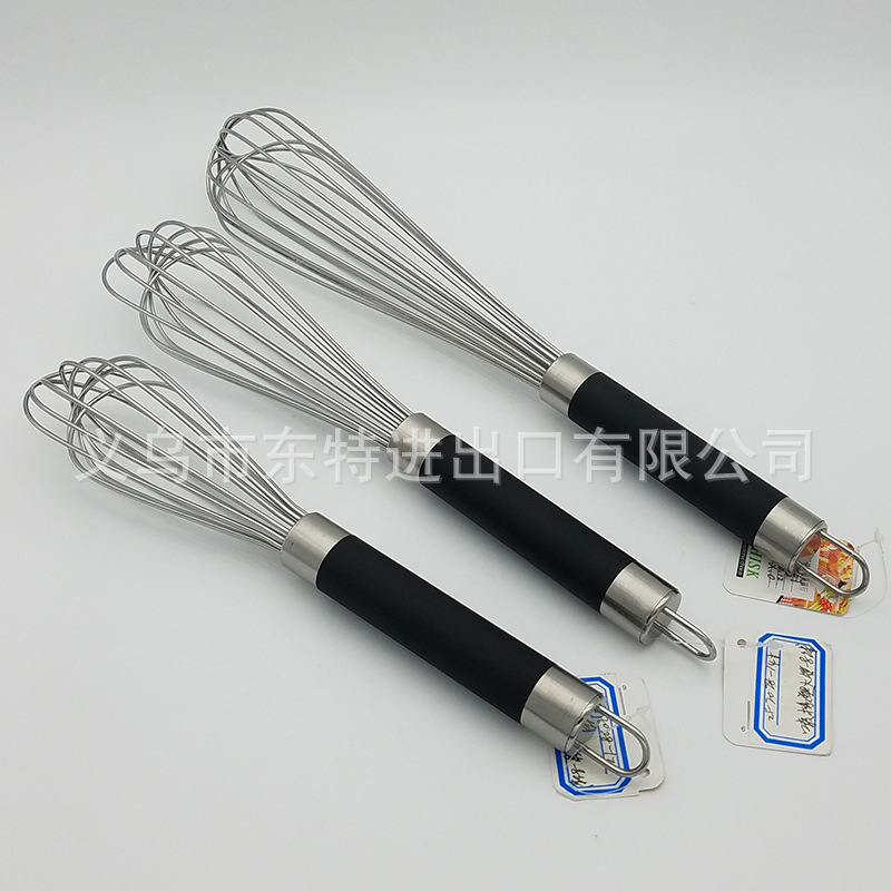 Factory direct sales of stainless steel egg beaters, high-end baking supplies, rubber-coated plastic handles, 8-line manual egg beaters detail image 3