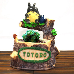 Totoro tree stump green plant micro-landscape succulent resin flowerpot DIY doll Dodolo succulent flowerpot manufacturer wholesale