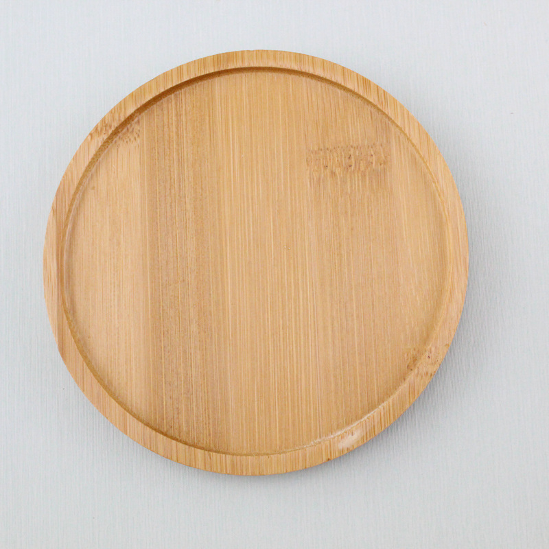 4号圆形11.2cm陶瓷多肉花盆托盘竹制环保茶具杯垫 花盆竹拖厂家|ru