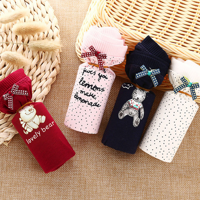 4條內褲女純棉中腰大碼全棉質面料女士三角褲頭可愛印花少女系列