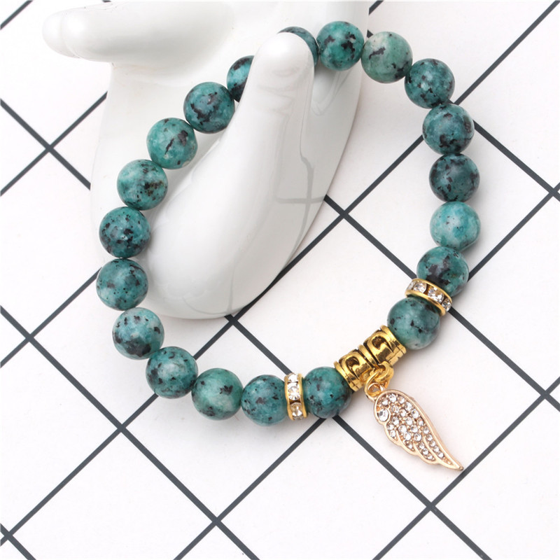 New Natural Stone 3D Pendant Bracelet Bracelet Natural Stone Palm Wing Beaded Bracelet