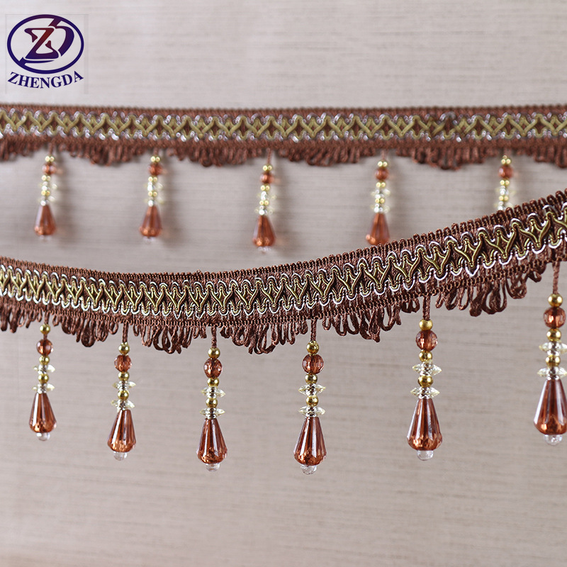 正大 窗帘辅料吊穗珠子窗帘辅料 小钻石花边流苏龙须窗帘配件批发