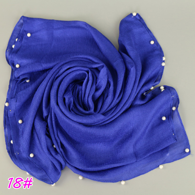 18# -钉珍珠围巾荷兰亚麻单色围巾