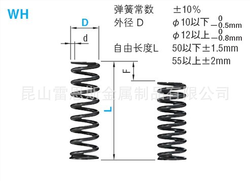 日本米思米MISUMI圆线螺旋弹簧(30%压缩量)WH6-30