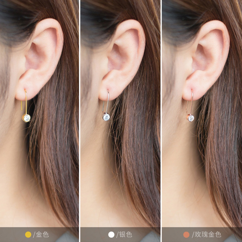 S925 pendientes de plata femeninos estilo coreano de diamantes de moda pendientes de diamantes al por mayor pendientes de diamantes cortos pendientes de diamantes femeninos E1239