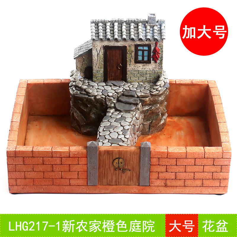 Country orange big flowerpot