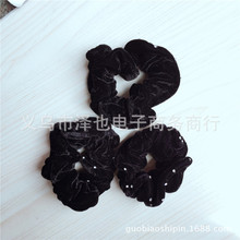 二元店零售韩国绒布20颗钻镶边金丝绒头圈头绳厂家 批发