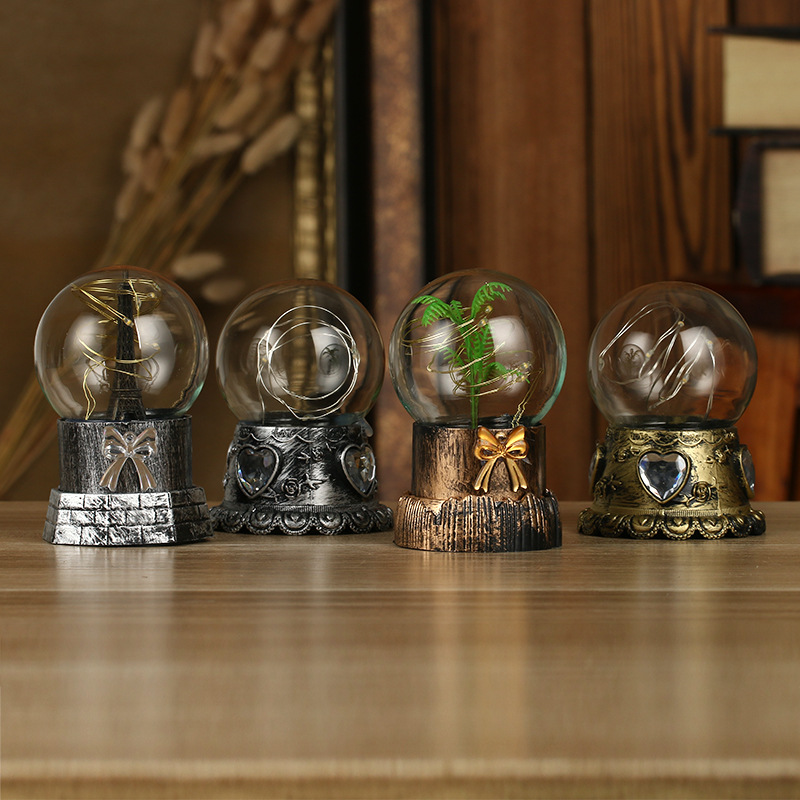 S0811-2款 创意半圆绿树铁塔星星灯 心钻空半圆桌面装饰小礼品|ru