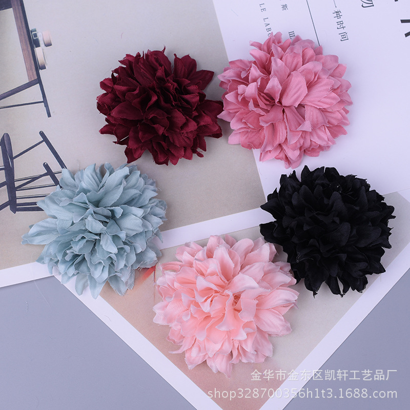 批发韩版定型花双色花蕊手工diy布花服装饰品配件仿真花辅料定制