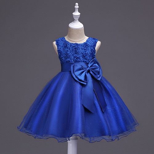 Dress for girls with rose-shaped puffed skirt, children's clothing for big kid party performance